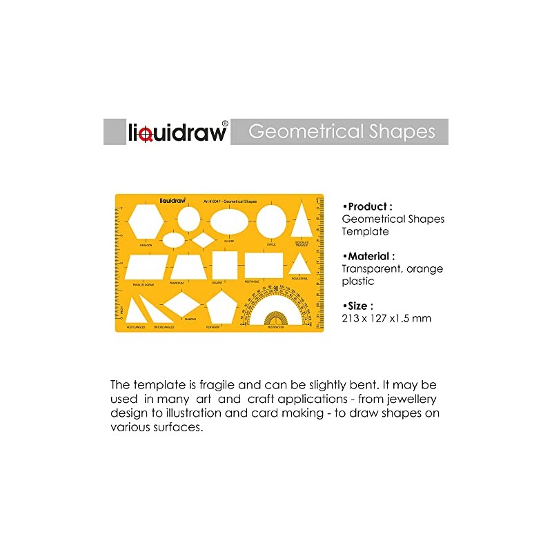 Liquidraw Geometry Shapes Template Stencil Protractor Circle Ellipse Oval Triangle