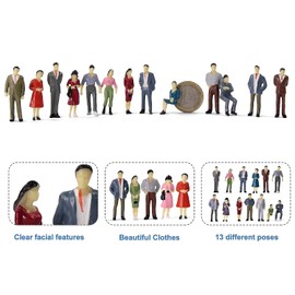 P50 Model Trains Architectural 1:50 O Scale Painted Figures O Gauge Sitting and Standing People for Miniature Scenes New (100PCS)
