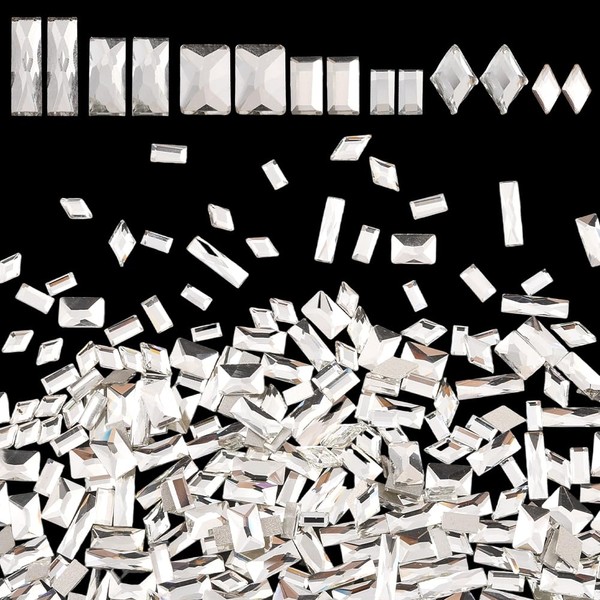 SUNNYCLUE 420 Stück 7 Stile Rechteckige Glas Strasssteine Mit Flacher