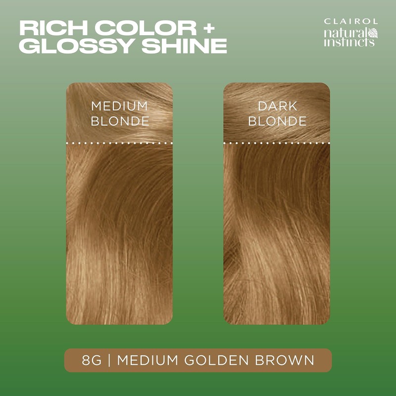Clairol Natural Instincts Demi-Permanent Hair Dye, 8G Medium Golden Blonde