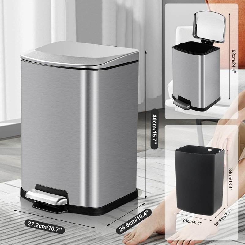 SYNCVIBE Bathroom Trash Can with Lid Soft Close 4 Gallon