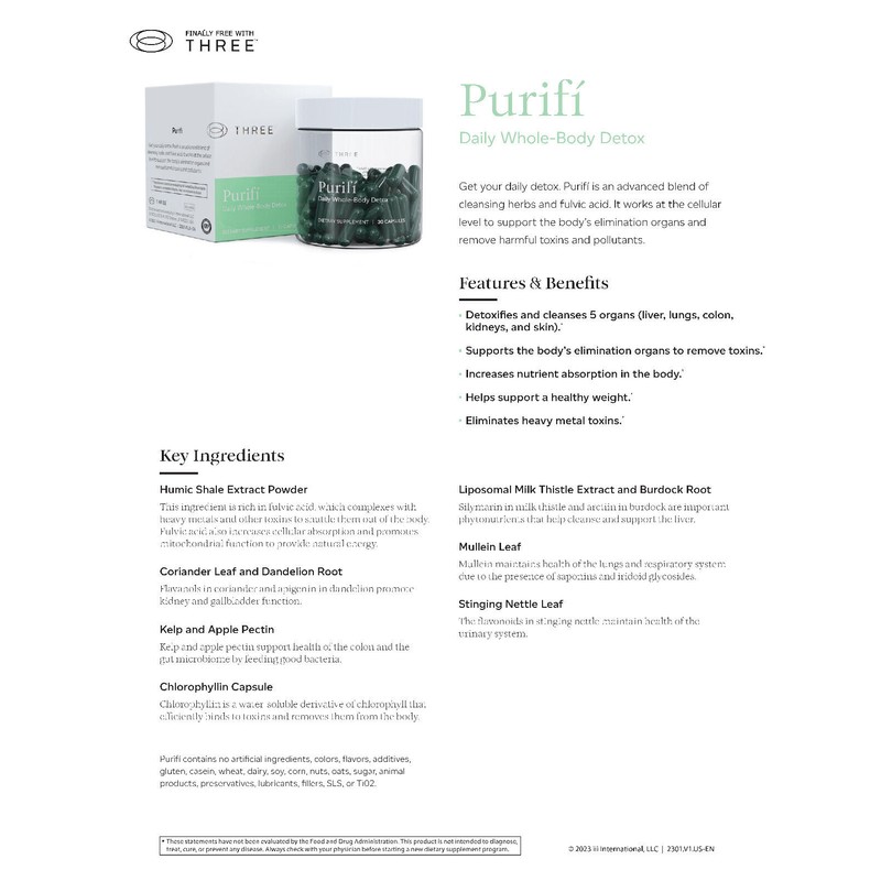 Purifí Daily Whole-Body Detox Proactive Wellness Supplement