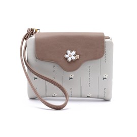 MultiValue Small Wristlet Wallets for Women, Soft PU Leather Womens Credit Card Wallet Cute Flowers Small Zipper Wallet with Wrist Strap Coin Purse for Dating Traveling (Gray)