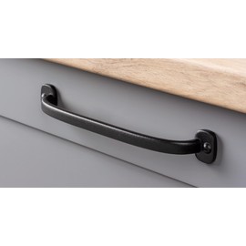 Gedotec Furniture Handles Metal Black Matt | 1 Piece - Folding Door Handles Furniture | Firm | Industrial Look - Antique - Vintage | Length: 126 mm | Cabinet Handles - Drawer Handles - Kitchen Handles
