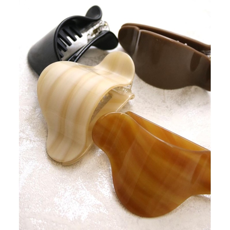 VingTAINE H7742-BK- Hair Clip, Marble Pattern, Nuance, Wide, Wide Ponytail,