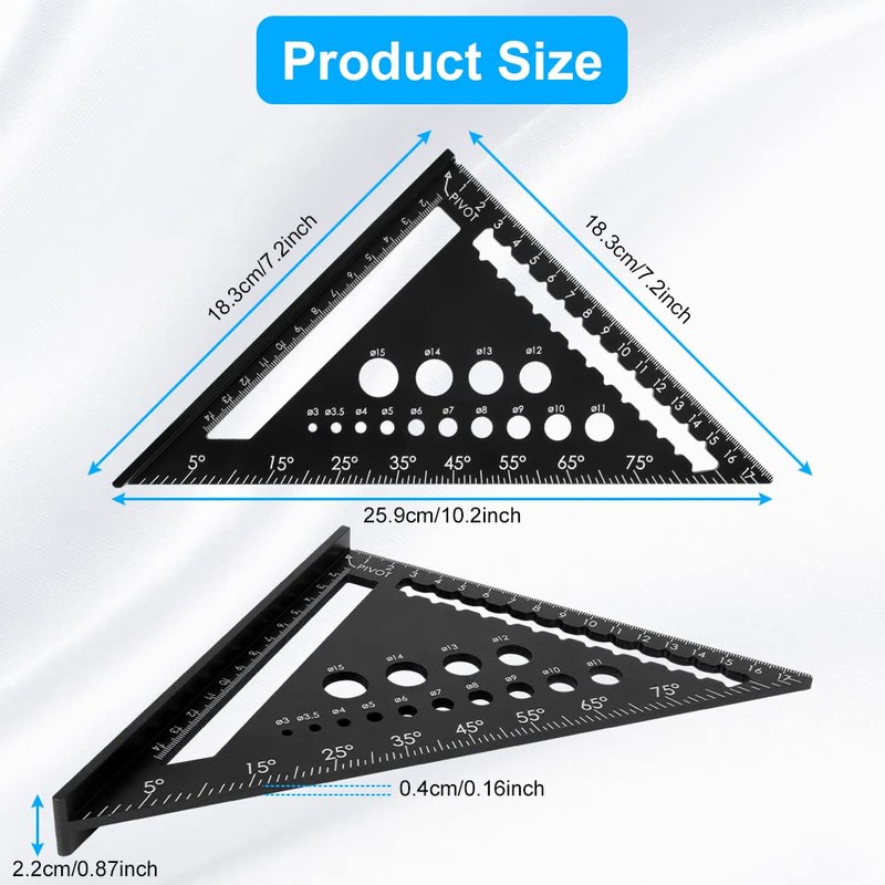 flintronic Triangle Ruler Carpenters Square Tool, Aluminium Metal Set Square