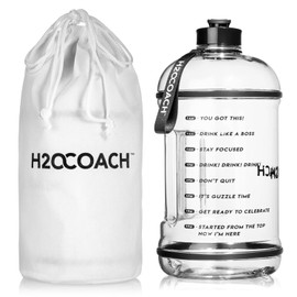 H2OCOACH 1 Gallon Hydration Jug with Time Marker & Measurements, BPA-Free Tritan Sports Drink Container, Motivational Daily Intake Tracker for Gym, Workout, & Fitness Routines (128 oz)