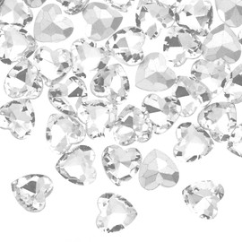 sourcing map 80Pcs Heart Rhinestones, 10mm Pointed Back Heart Glass Rhinestone Gems Crystal for Jewelry Making Costume DIY Crafts, White