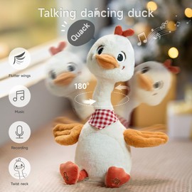 TUMAMA Talking Dancing Singing Duck, Plush Toy, Laber Animal, Talking Cuddly Toy, Copy Talking, Neck & Wings Waving, Singing 8 Songs, Baby Dancing Toy, Talking Toy from 3 Years