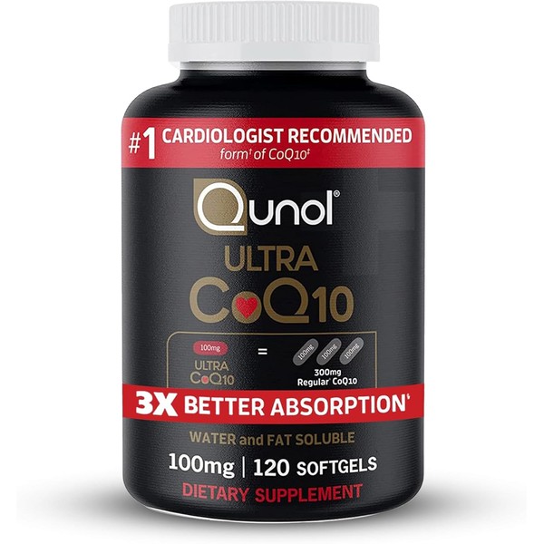 Qunol CoQ10 100mg Softgels, Ultra CoQ10 100mg, 3x Better Absorption,