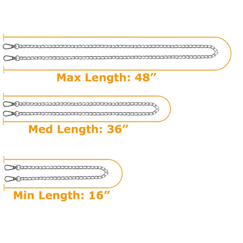 Yiaizhuo 3 Pack (16",36",48") Silver Purse Chain Strap Bag Chains
