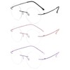 KOOSUFA Titanium Rimless Round Reading Glasses +3.0 Blue Light Blocking