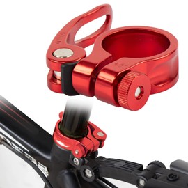 PSLER Bike Seat Post Clamp Bicycle Quick Release Seatpost for Mountain Tube Bike 28.6mm/31.8mm/34.9mm MTB Bike Road Bike Casual Bike Seatpost Clamp (Red-34.9mm)