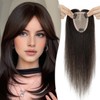 TESSHAIR Human Hair Topper with Bangs, 100% Remy Toppers Hair