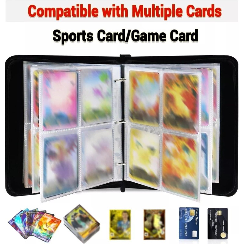 400 Card Pocket Binder with 4 Pocket Sleeves Trading Cards
