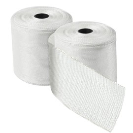Fiberglass Cloth Tape 50FT 2 Rolls Non-Adhesive Plain Weave Repair High Strength Cloth for Seams, Reinforcement, Fiberglass Resin Saturation,Insulation (White, 4 InchX50 feet)