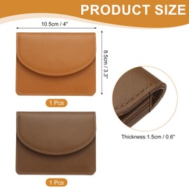 uxcell 2 Pcs Leather Business Card Case, Professional Slim Business Card Holder Business Card Holder Wallet with 3 Card Slots for Men and Women, (Light Brown/Brown)