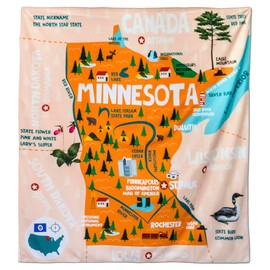 Birdy Boutique Minnesota Map Tapestry – 60” x 59” Educational Wall Hanging – State Landmarks & Fun Facts – Lightweight Classroom Decor for Kids & Homeschool