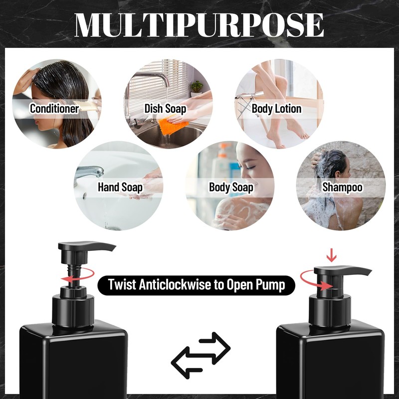 Tanlade 6 Pcs Shampoo and Conditioner Dispenser Bottles 16oz Modern