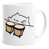 MoonWorks® Coffee Cup Bongo Cat Meme White One Size