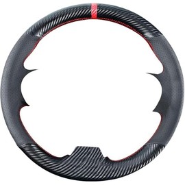 Carkooler DIY Stitching Carbon Fiber Steering Wheel Cover for Honda Civic 9th Generation 2012 2013 2014 2015 13.5-14.5 inches Black Microfiber Leather Interior Accessories