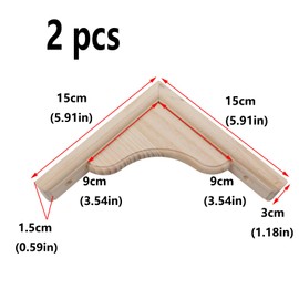 Antrader Solid Wall Mount Wood Shelf Bracket, 6 Inch Wooden Shelf Brackets, DIY Wood Bracket Include Mounting Screws, Pack of 2