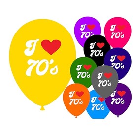 I Love 70's Party 12" Latex Balloons Decorations for Birthday Parties - Suitable for Air or Helium 10 pack