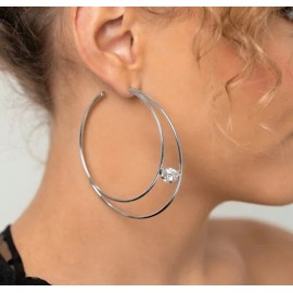 Paparazzi Jewelry Accessories - Theater HOOP - White Earrings LOP Exclusive