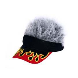 HAFKOIS Men's Visor with Hair Fake Hairs Visor Hat with Hair for Men Funny Spiked Sun Hats Novelty Baseball Wig Caps Birthday Gift