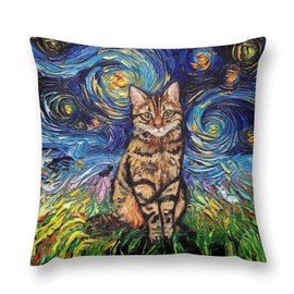 Abstract Cat Throw Pillow Cover 16 "x16 Funny Cat Throw Pillowcase for Couch Sofa Bed Bedroom Car Living Decor Van Gogh Art