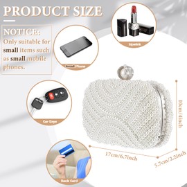 Xuhal Pearl Clutch Purse Women Evening Bag Beaded Handbag Artificial Pearl Bride Purse with Chain for Wedding 1920s Party, Silver