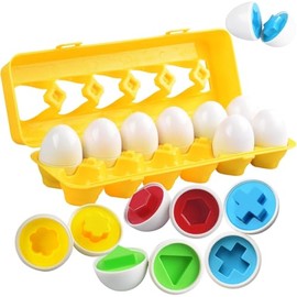 Huevos de Juguete de Forma 12PCS,Huevos a Juego para el Desarrollo de Reconocimiento de Forma,Juguetes Montessori para Niños Pequeños y Preescolares,J