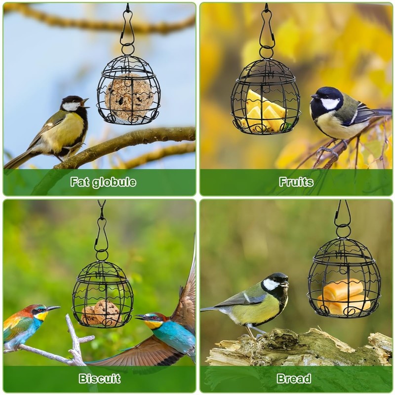 AIMALL Outdoor Hanging Bird Feeder 9.44"x3.74" Iron Wire Spring Birdcage