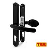 TSS Black UPVC Door Handle Pair Set with Lever and