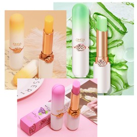 3 Pieces Lip Balm, Clear Colour Temperature Changing Lipstick Set, Long-Lasting Moisturising Lipstick Women Lip Care, Natural Lip Protection, Lip Repair (D)
