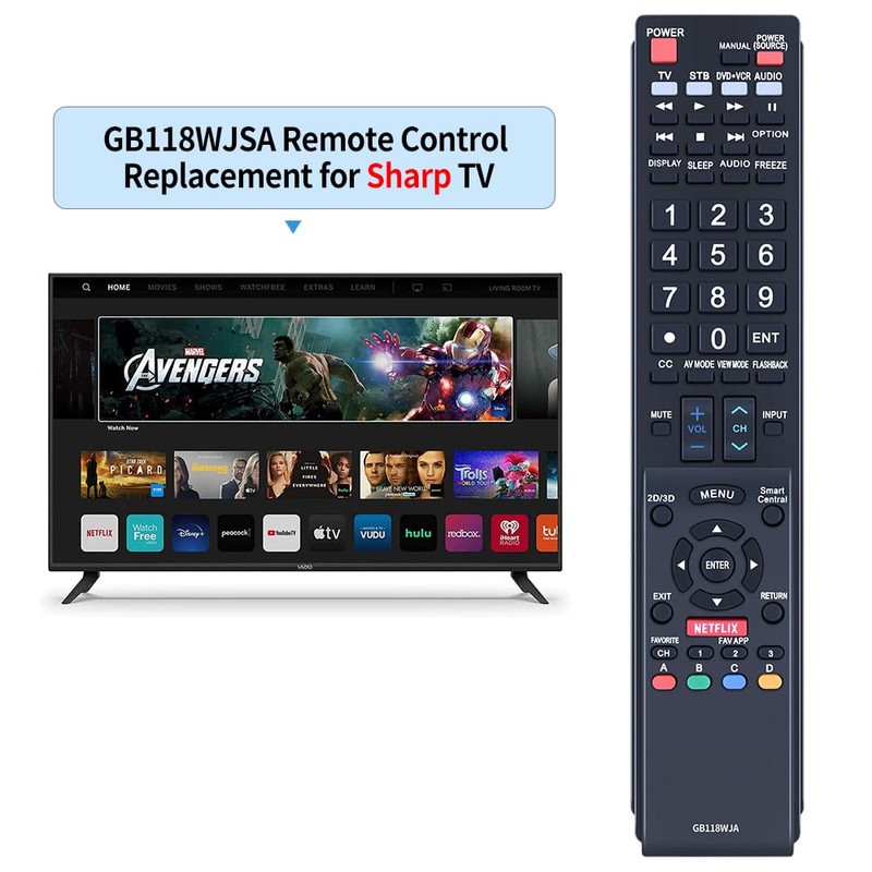 New GB118WJSA Replacement Sharp Smart Remote Compaitible for Sharp AQUOS