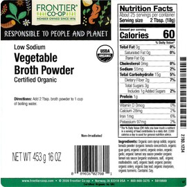 FRONTIER HERB Vegetable Low Sodium Organic Broth Powder, 16 Ounce