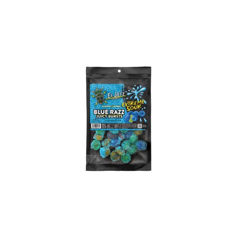 El Jefe Snacks Extreme Sour Blue Razz Juicy Bursts Candy