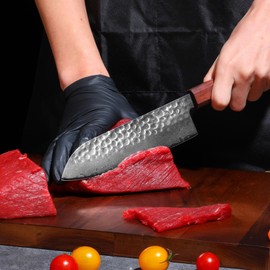 Professional 7 inch Japanese Santoku Chef Knife,67 Layers Damascus VG-10 Super Steel Cutting Core - Ultra Sharp Hammered Kitchen Knife