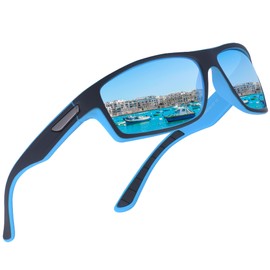 OJIRRU 0Polarised Sunglasses Men's Sunglasses Rectangular Men Sun Glasses Sports Fishing Driving with UV400 Sunglasses Men, Sport Blue