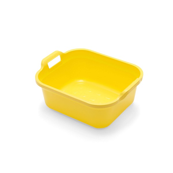 Addis Rectangular Washing Up Bowl with Handles, Plastic, Bright Yellow, 39 x 32 x 14 cm