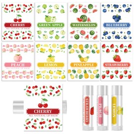 Peacoblue Colorful Fruits Chapstick Labels for Tube, Lip Balm Sticker