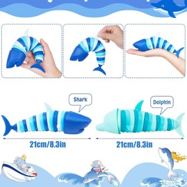2Pcs Shark Fidget Toy, Shark Toys, Fidget Toys For Kids, Shark Toy, Sensory Shark 3D, for Relief Stress Party Supplies(Blue, White Blue)
