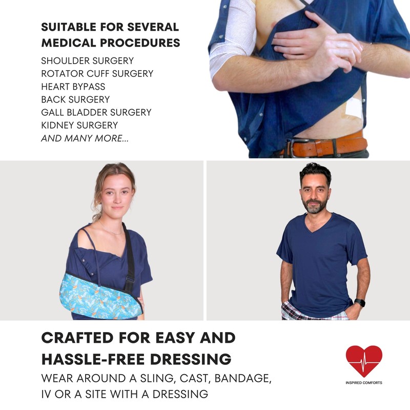 Post Surgery Shirt with Discreet Left & Right Side Snap