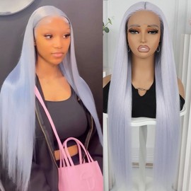 Savanna Hair Wig 13x4x1 Lace Front Wigs Pre Plucked Long Straight Women Synthetic Hair Light Blue