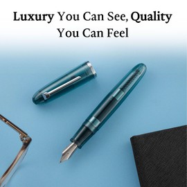 Clarity Transparent Fountain Pen Set – Available in 3 Nib Sizes and 4 Colors, Includes Ink Converter, Elegant Gift Box, – Premium Quality Writing Instrument, 1 Year International Warranty