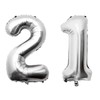 Tekoo Big Number 21 Balloons Birthday Party Balloons Decoration Silver