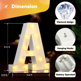 Light Up Letters, LED Letter Lights 26 Alphabet, Diamond Bulb Marquee Light Up Letters, Lighted Letter Sign Night Light for Home Party Wedding Birthday Graduation Decor-B
