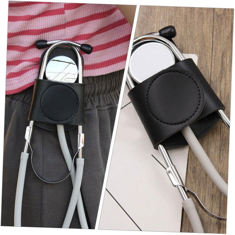 Ipetboom 2pcs Leather Stethoscope Holder Stethoscope Protector with Sturdy Clip
