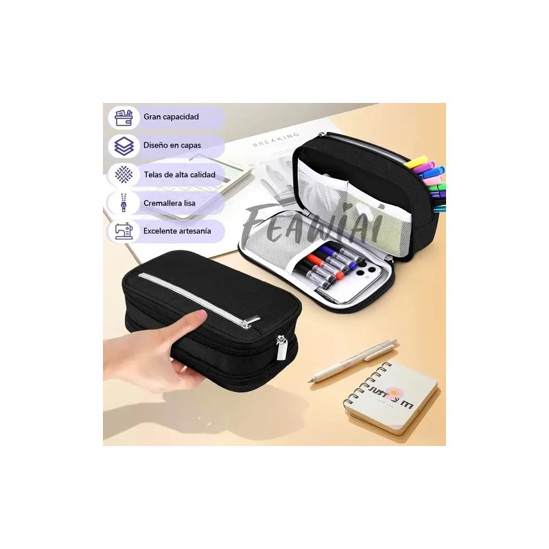 Grandes Estuches para lapiseras Escolares De Negro,lapiceras Organizadoras.Portátil,impermeable,de gran capacidad,duradero.BRNAELY